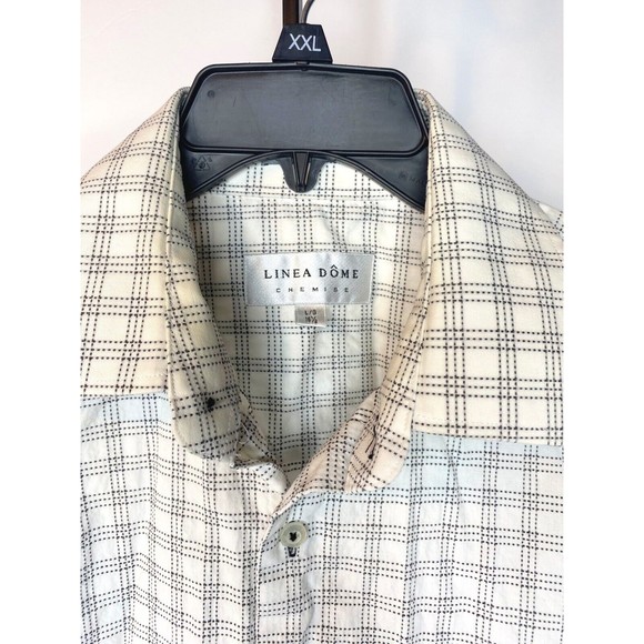 Linea Dome Chemise Men’s Large 16.5”  Gray Plaid LS Button Down Collared Shirt - Picture 3 of 16